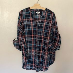 NWT Daily Thread Silky Plaid Top. 1X